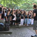 The choir continues singing, Isobel's Choral Flash Mob, Norwich, Norfolk - 17th June 2017