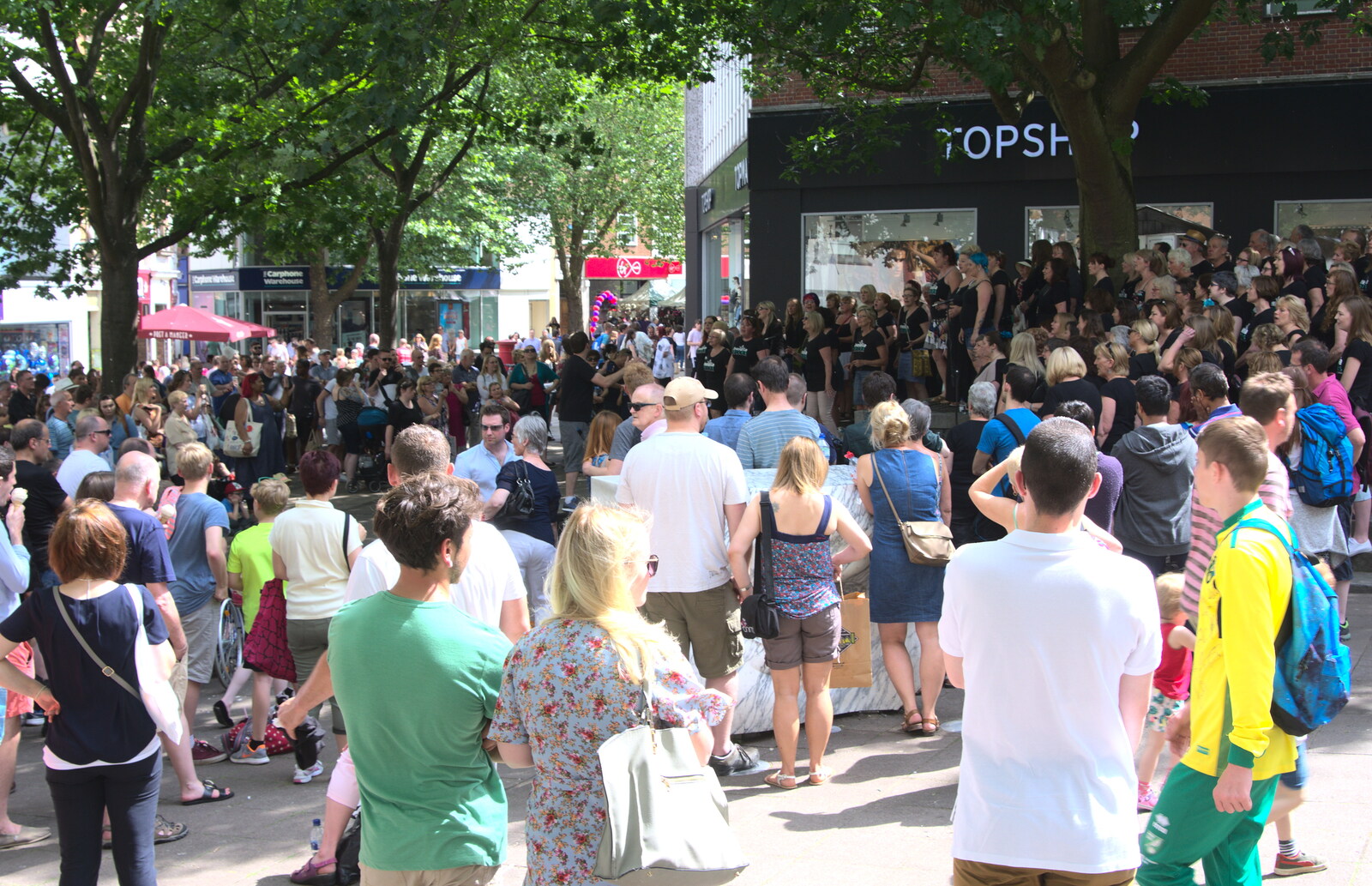A view of the crowds from Isobel's Choral Flash Mob, Norwich, Norfolk - 17th June 2017