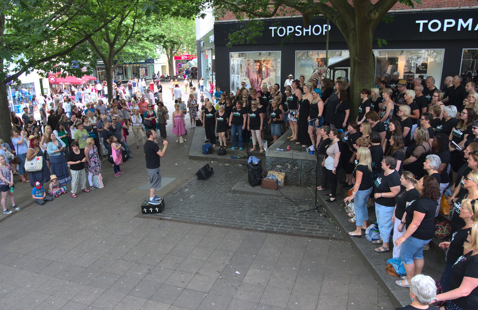 The scene on the Haymarket from Isobel's Choral Flash Mob, Norwich, Norfolk - 17th June 2017