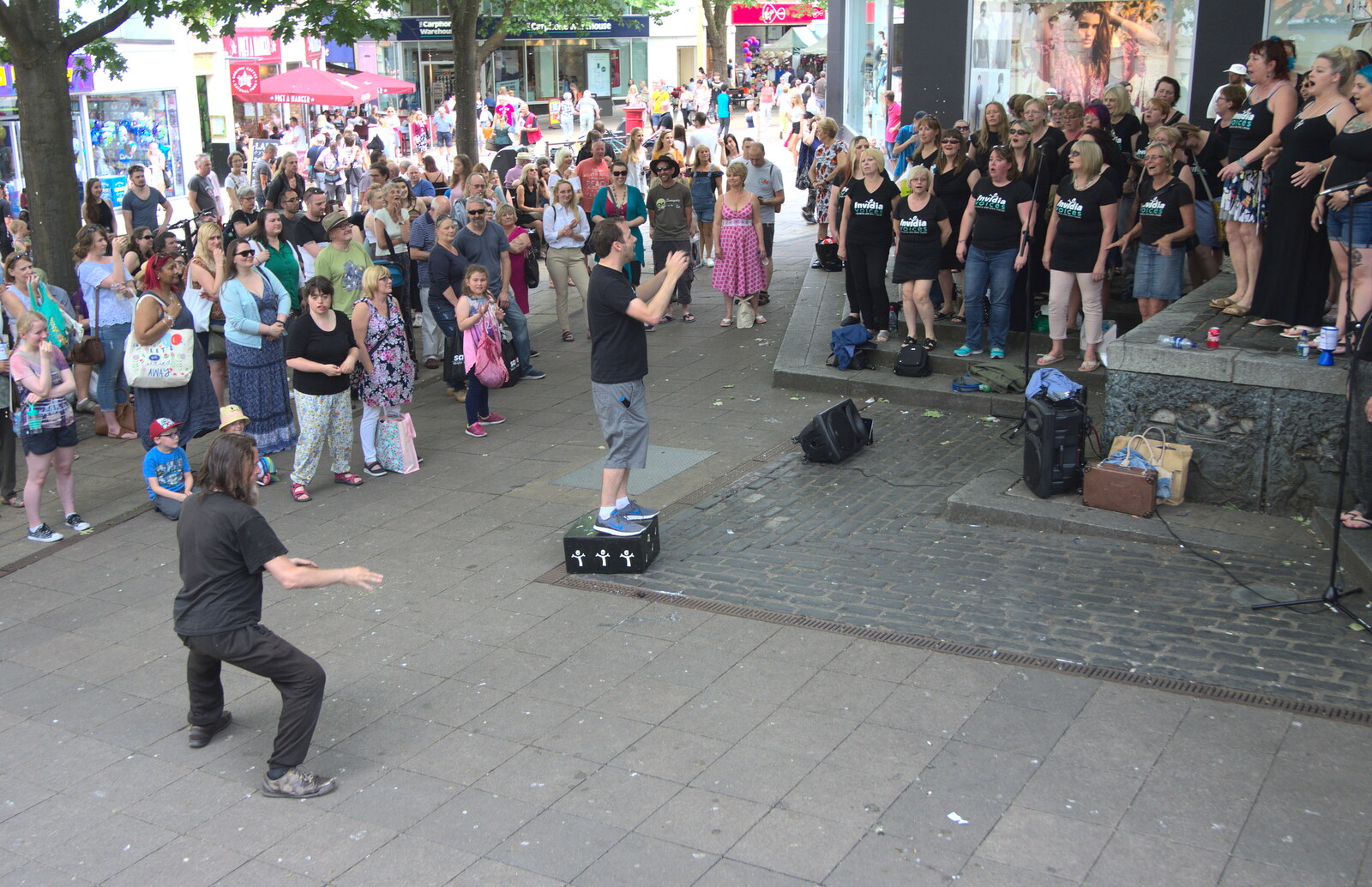 The 'Tennants Export' crowd gets in on the act from Isobel's Choral Flash Mob, Norwich, Norfolk - 17th June 2017