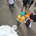 Nosher climbs up on a sculpture, Isobel's Choral Flash Mob, Norwich, Norfolk - 17th June 2017