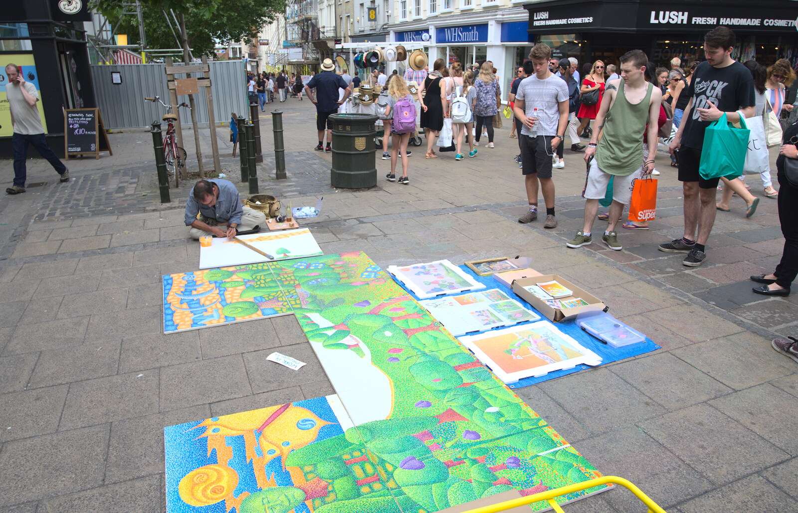 A pavement artist does his thing from Isobel's Choral Flash Mob, Norwich, Norfolk - 17th June 2017