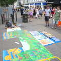 A pavement artist does his thing, Isobel's Choral Flash Mob, Norwich, Norfolk - 17th June 2017