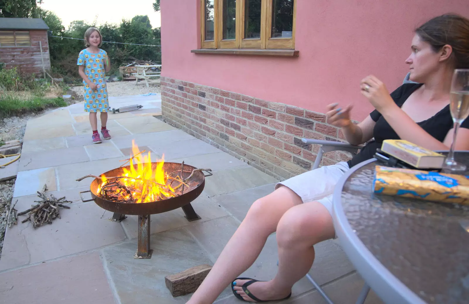 Isobel gets the fire pit going, from Isobel's Choral Flash Mob, Norwich, Norfolk - 17th June 2017