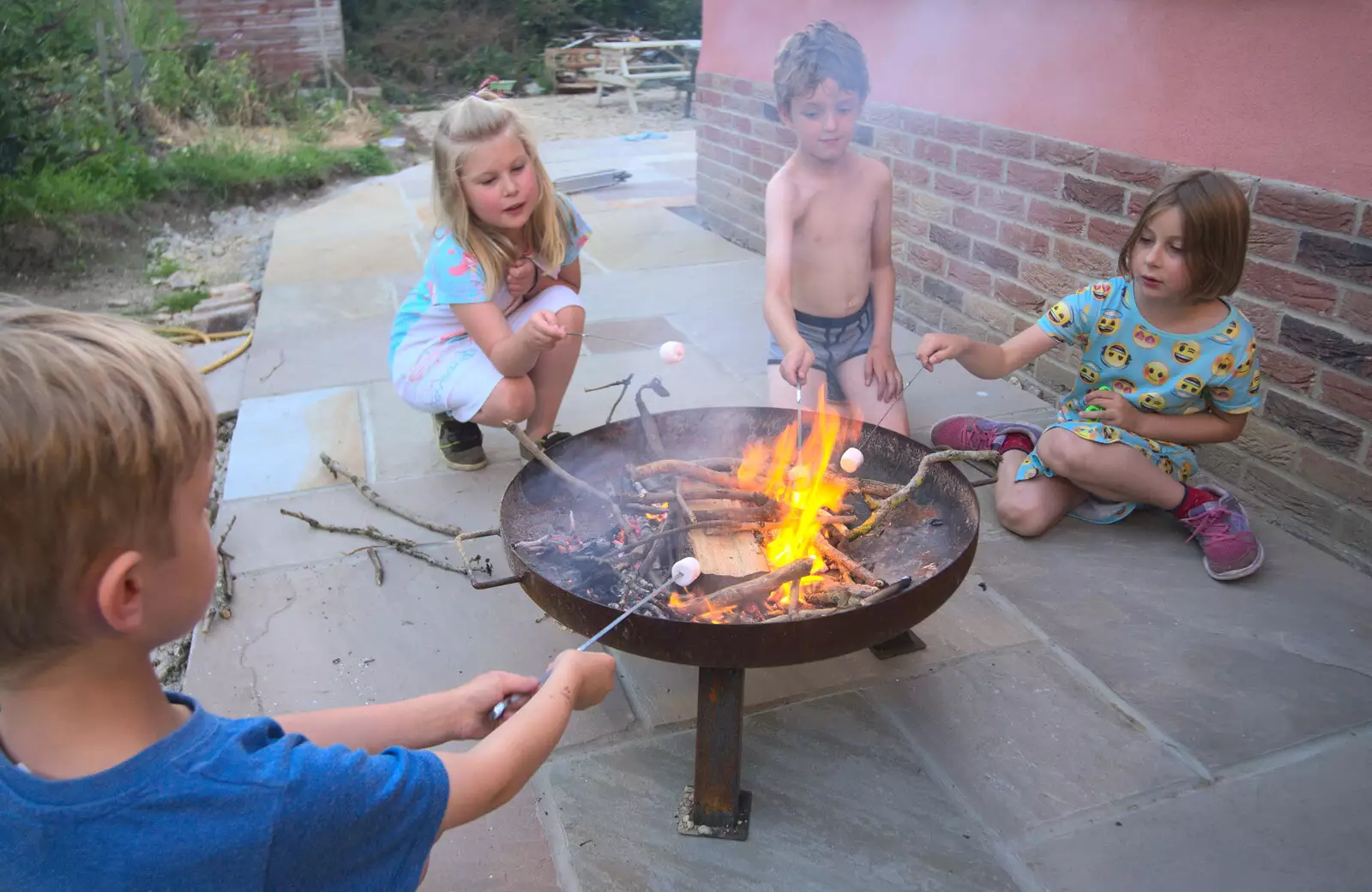 The children toast marshmallows, from Isobel's Choral Flash Mob, Norwich, Norfolk - 17th June 2017