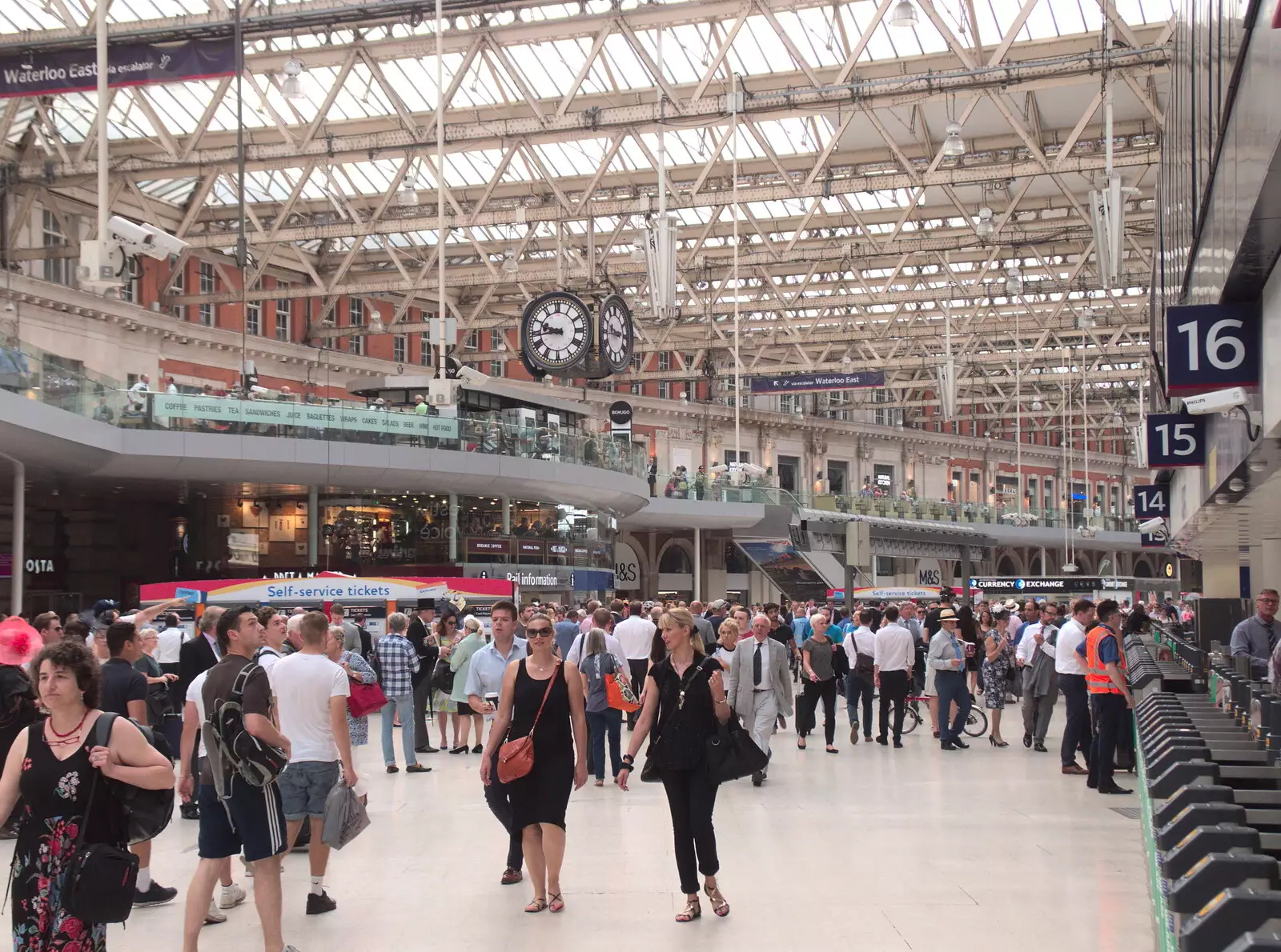 The main concourse of Waterloo Station, from SwiftKey does Namco Funscape, Westminster, London - 20th June 2017