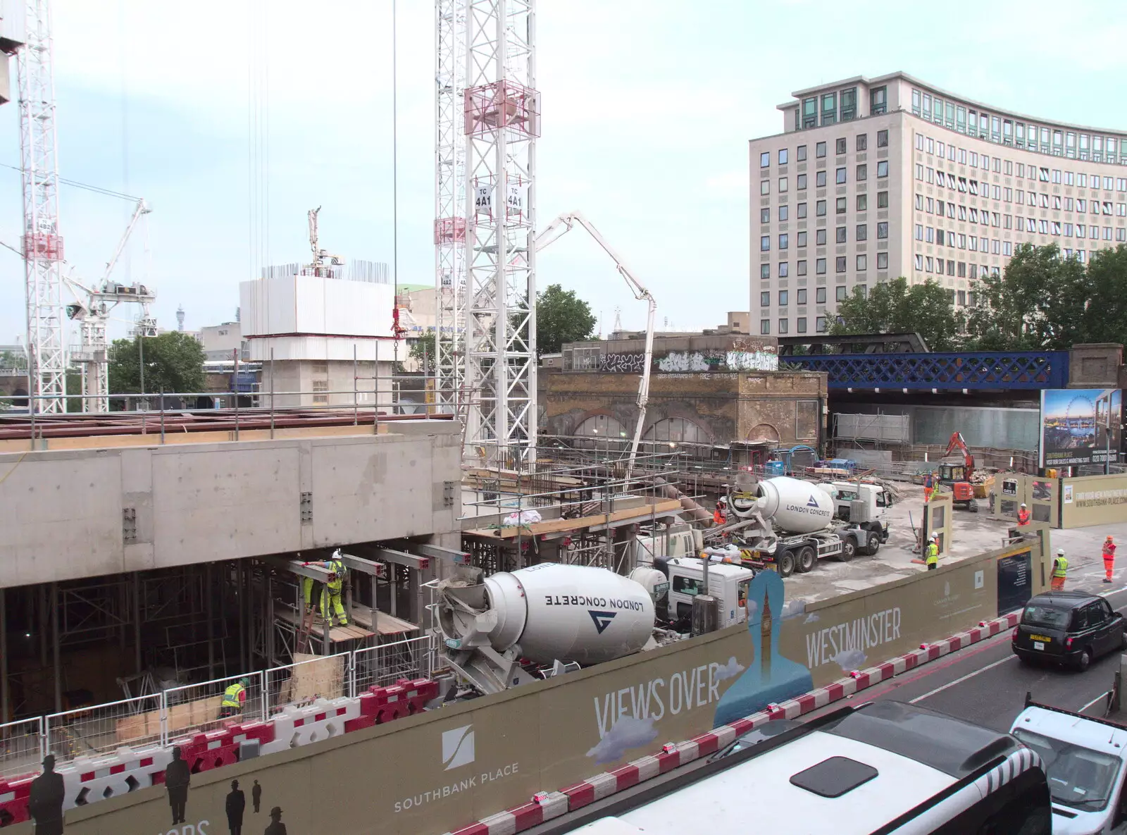 Lots of building work opposite Waterloo Station, from SwiftKey does Namco Funscape, Westminster, London - 20th June 2017