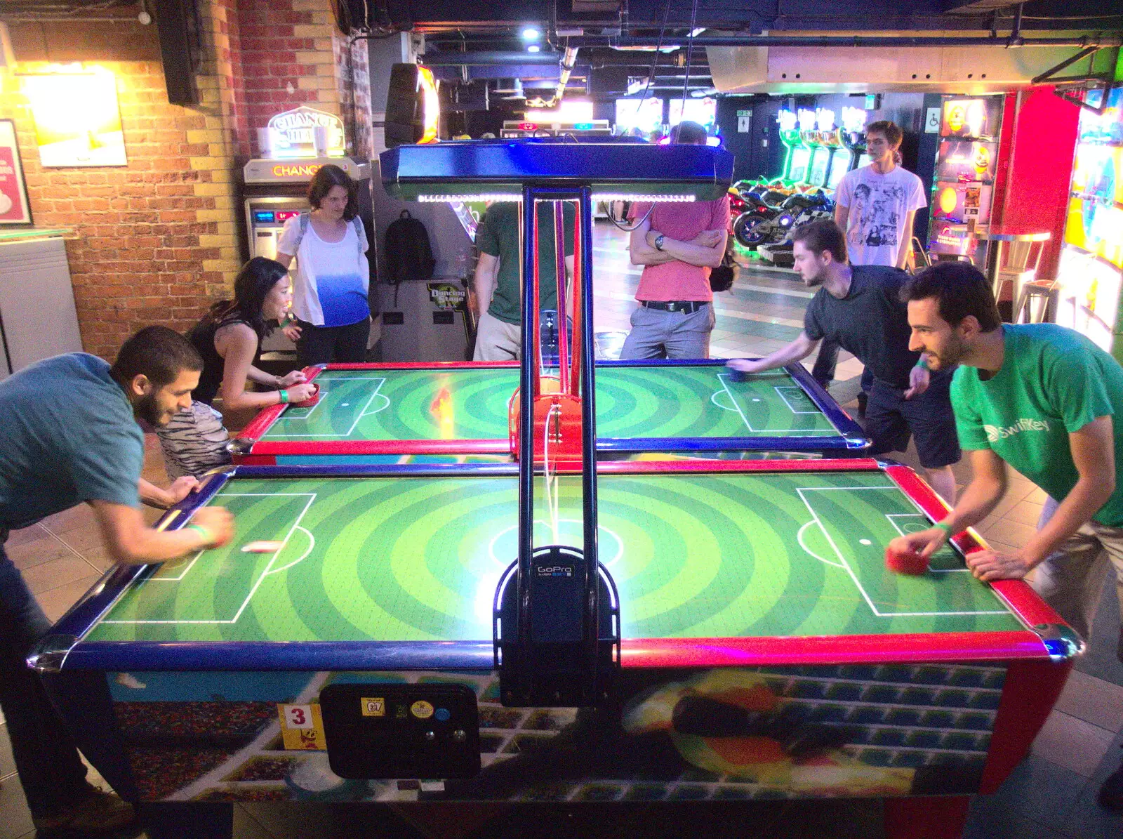 Games of air hockey break out, from SwiftKey does Namco Funscape, Westminster, London - 20th June 2017