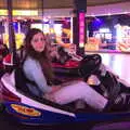 Sumaiya looks pensive on the dodgems, SwiftKey does Namco Funscape, Westminster, London - 20th June 2017