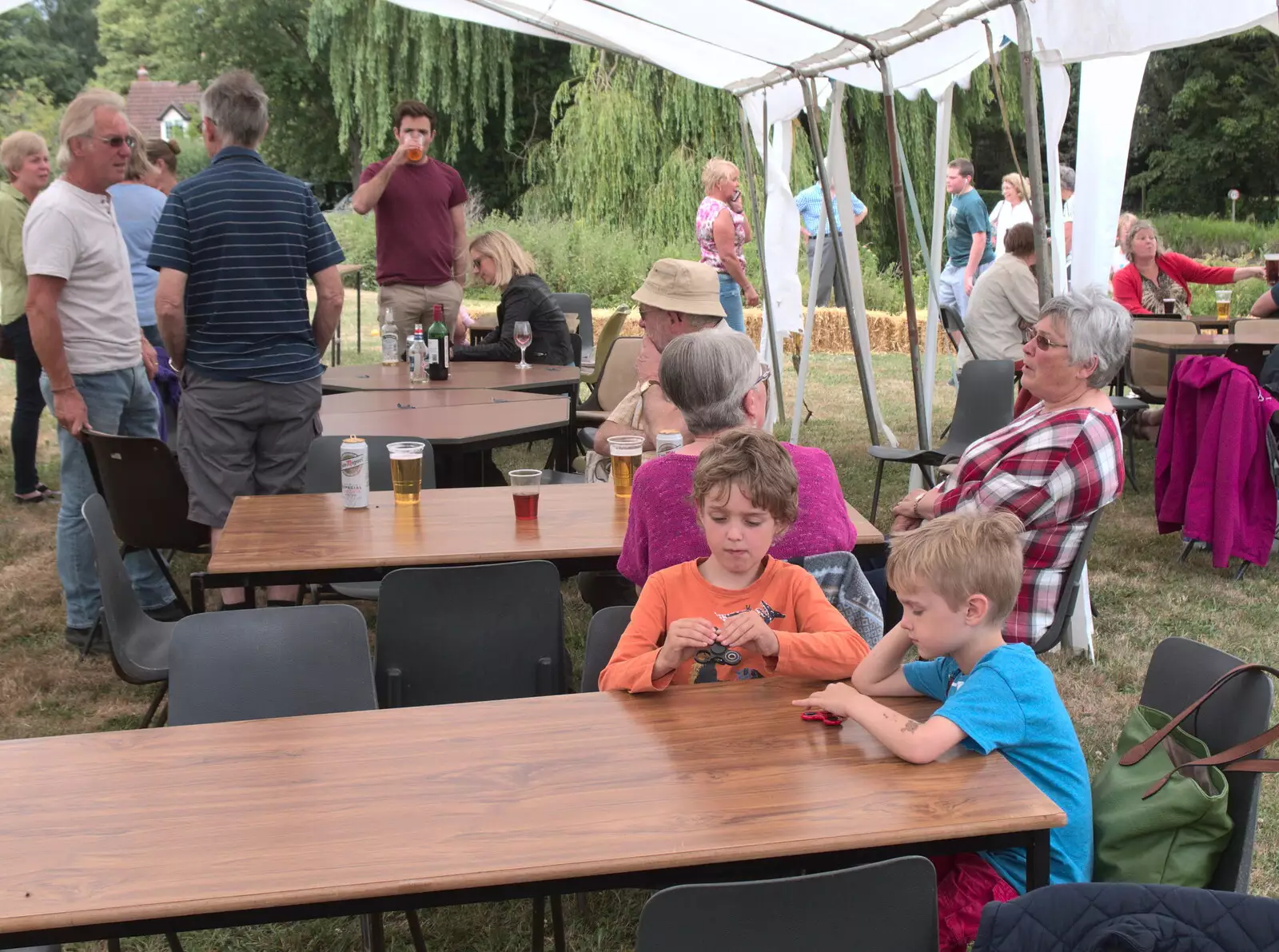 Fred and Harry in the marquee, from Thrandeston Pig, Little Green, Thrandeston, Suffolk - 25th June 2017