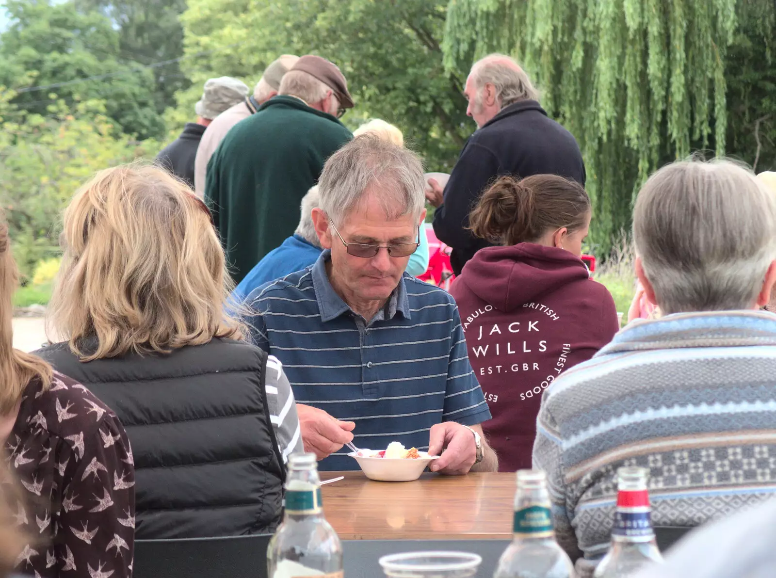 Uncle Mick eats pudding, from Thrandeston Pig, Little Green, Thrandeston, Suffolk - 25th June 2017