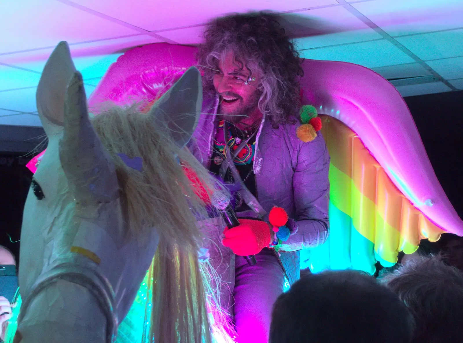 The illuminated unicorn comes right past our spot, from Flaming Lips at the UEA, Norwich, Norfolk - 26th June 2017