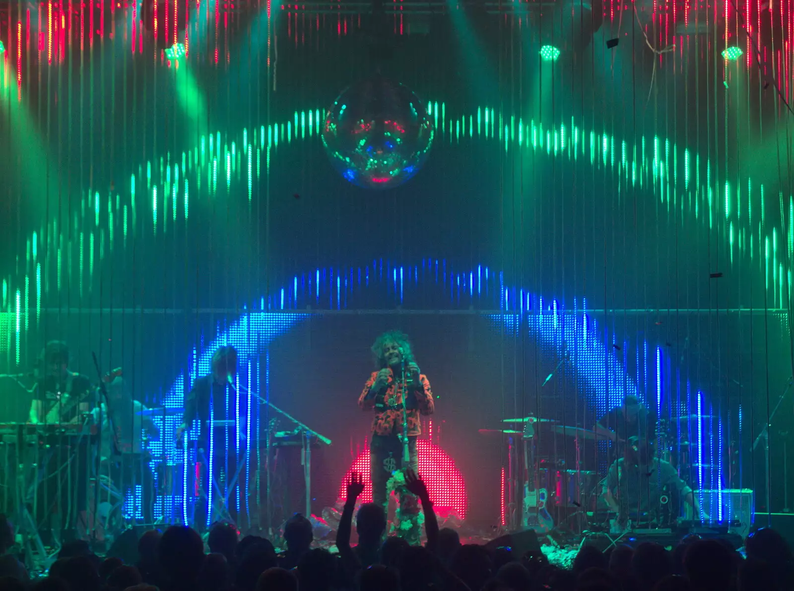 The amazing LED rope curtains do rainbows, from Flaming Lips at the UEA, Norwich, Norfolk - 26th June 2017