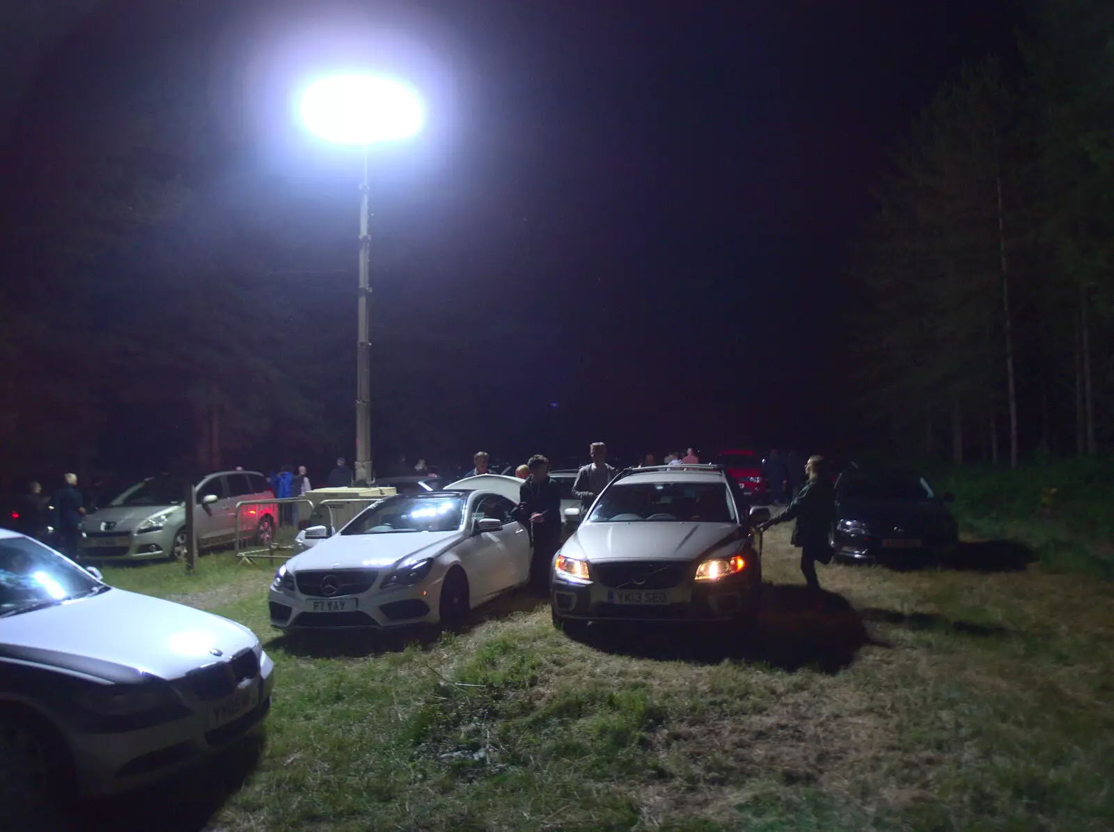 A car park under bright lights, from Elbow at High Lodge, Brandon, Suffolk - 29th June 2017