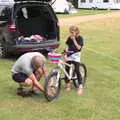 Some emergency bicycle mechanics occurs, Camping at Dower House, West Harling, Norfolk - 1st July 2017