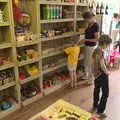 Harry, Isobel and Harry in the camp shop, Camping at Dower House, West Harling, Norfolk - 1st July 2017