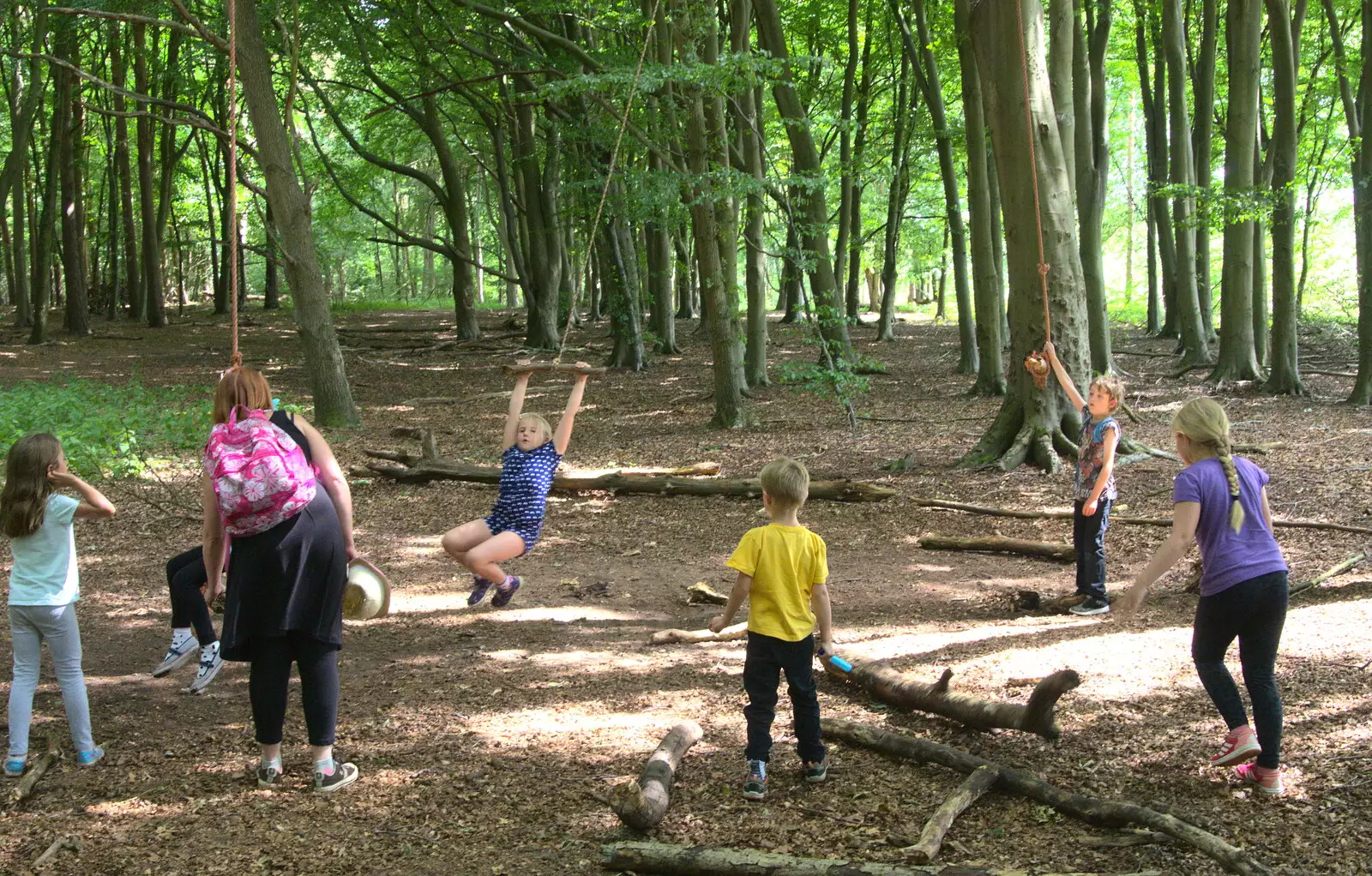 Alice swings around, from Camping at Dower House, West Harling, Norfolk - 1st July 2017