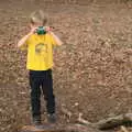 Harry uses his 'pinoclears' to stare at something, Camping at Dower House, West Harling, Norfolk - 1st July 2017