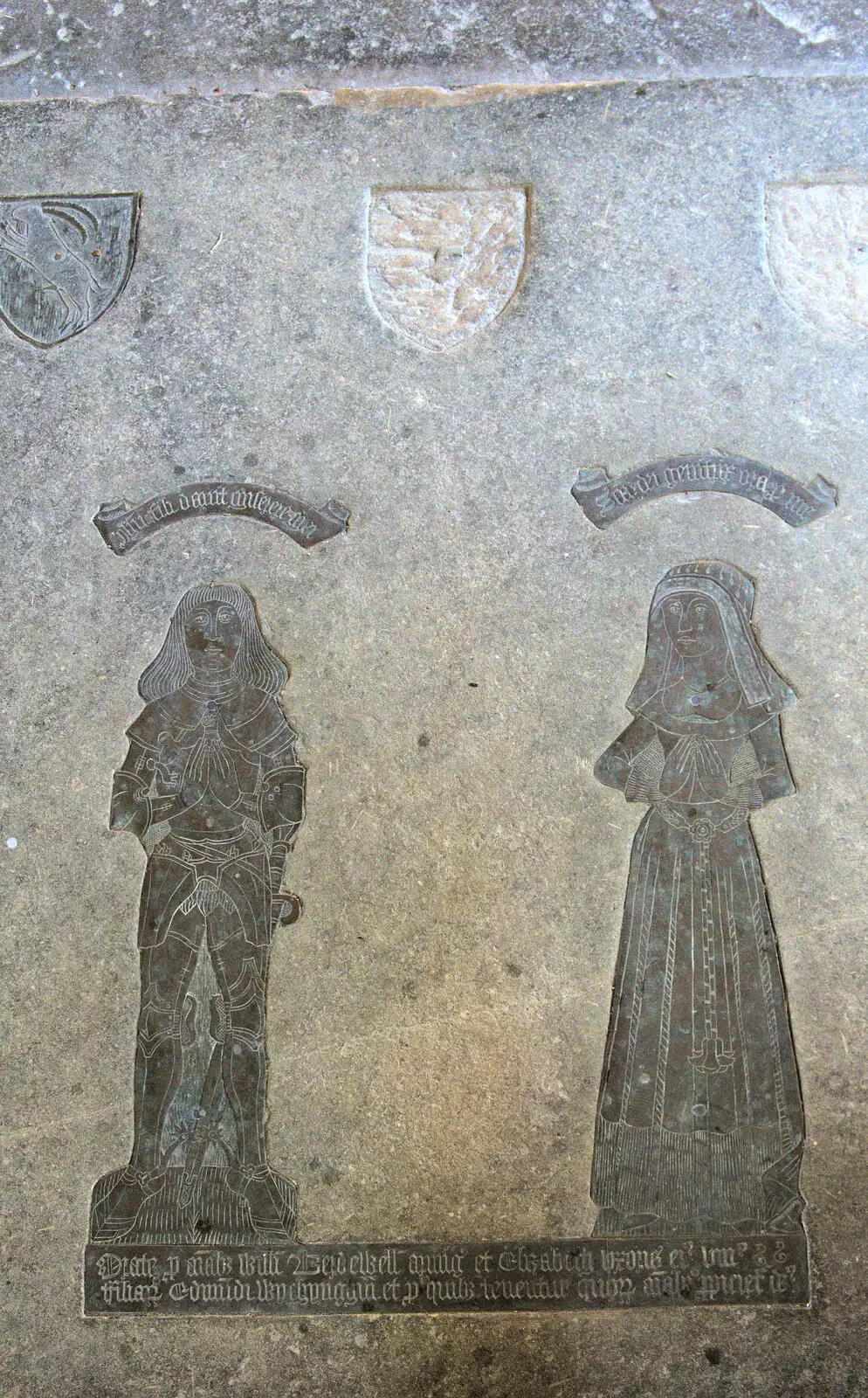 Cool brasses in the church floor, from Camping at Dower House, West Harling, Norfolk - 1st July 2017