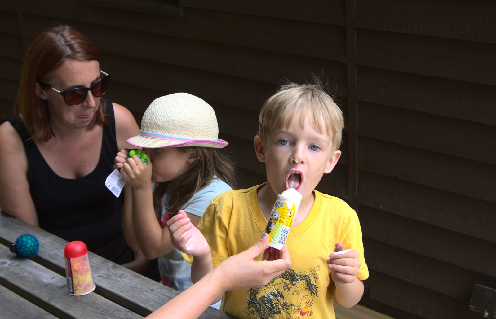 Harry gets ice-cream all over his face again from Camping at Dower House, West Harling, Norfolk - 1st July 2017