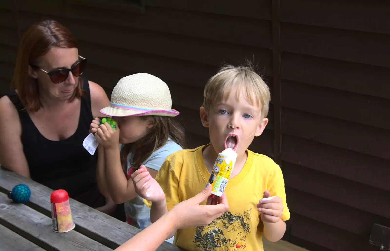 Harry gets ice-cream all over his face again, from Camping at Dower House, West Harling, Norfolk - 1st July 2017