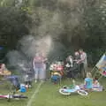 There's a lot of smoke coming from a barbeque, Camping at Dower House, West Harling, Norfolk - 1st July 2017