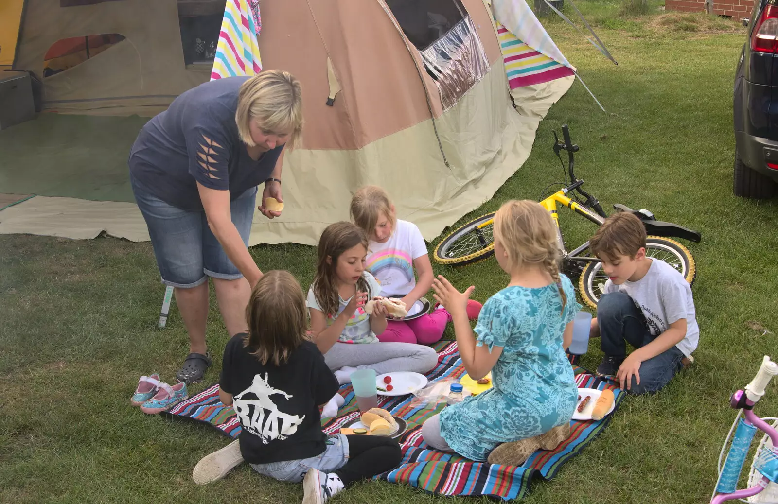 The children have their own blanket, from Camping at Dower House, West Harling, Norfolk - 1st July 2017