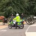 Gun carriages trundle past a motorbike rozzer, The BSCC at the Victoria and The Grain Beer Festival, Diss, Norfolk - 8th July 2017