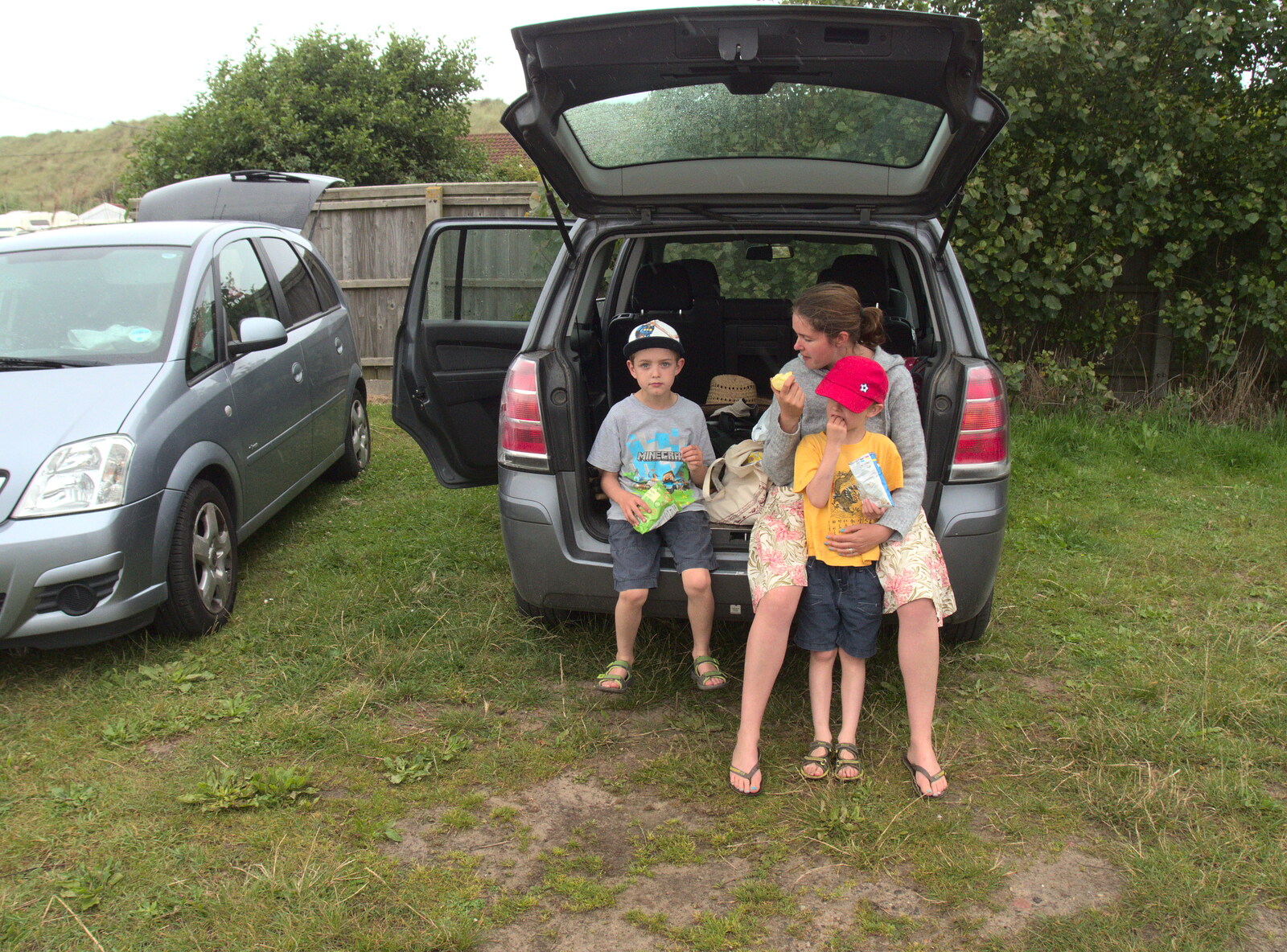 There's time for a top-up car picnic from A Wet Day at the Beach, Sea Palling, Norfolk - 16th July 2017