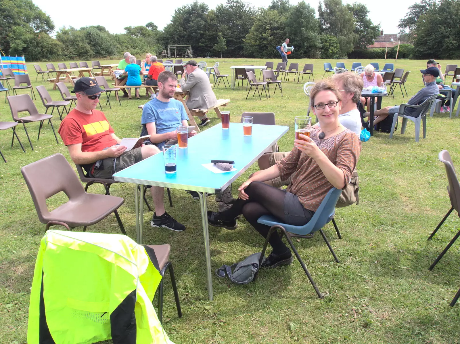 Suey holds up a glass, from The Humpty Dumpty Beer Festival, Reedham, Norfolk - 22nd July 2017