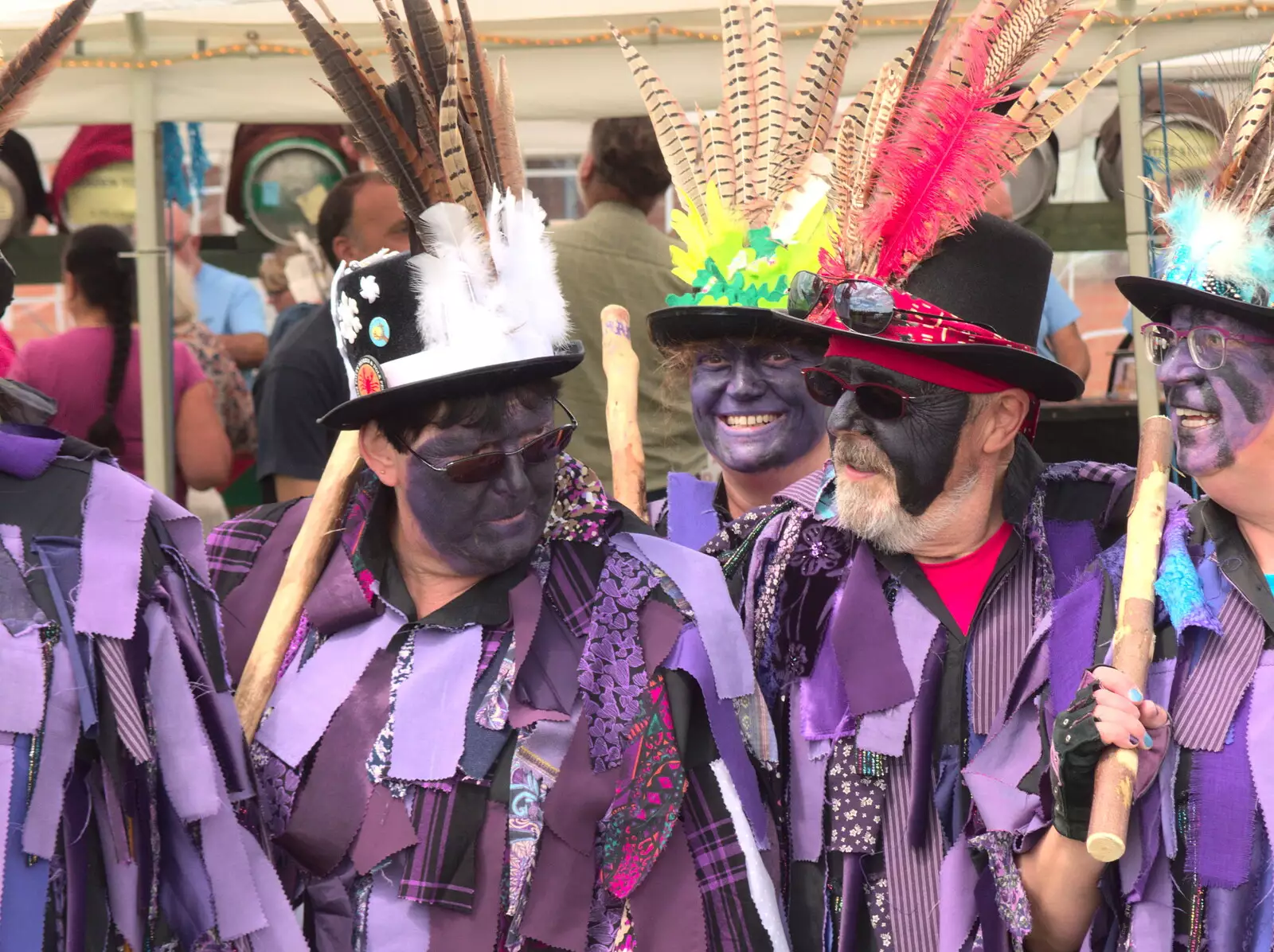 Purple faces and pheasant feathers, from The Humpty Dumpty Beer Festival, Reedham, Norfolk - 22nd July 2017