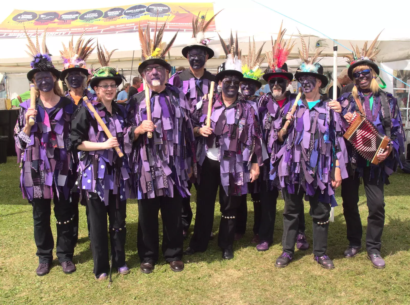 The Morris dancers pose for a photo, from The Humpty Dumpty Beer Festival, Reedham, Norfolk - 22nd July 2017