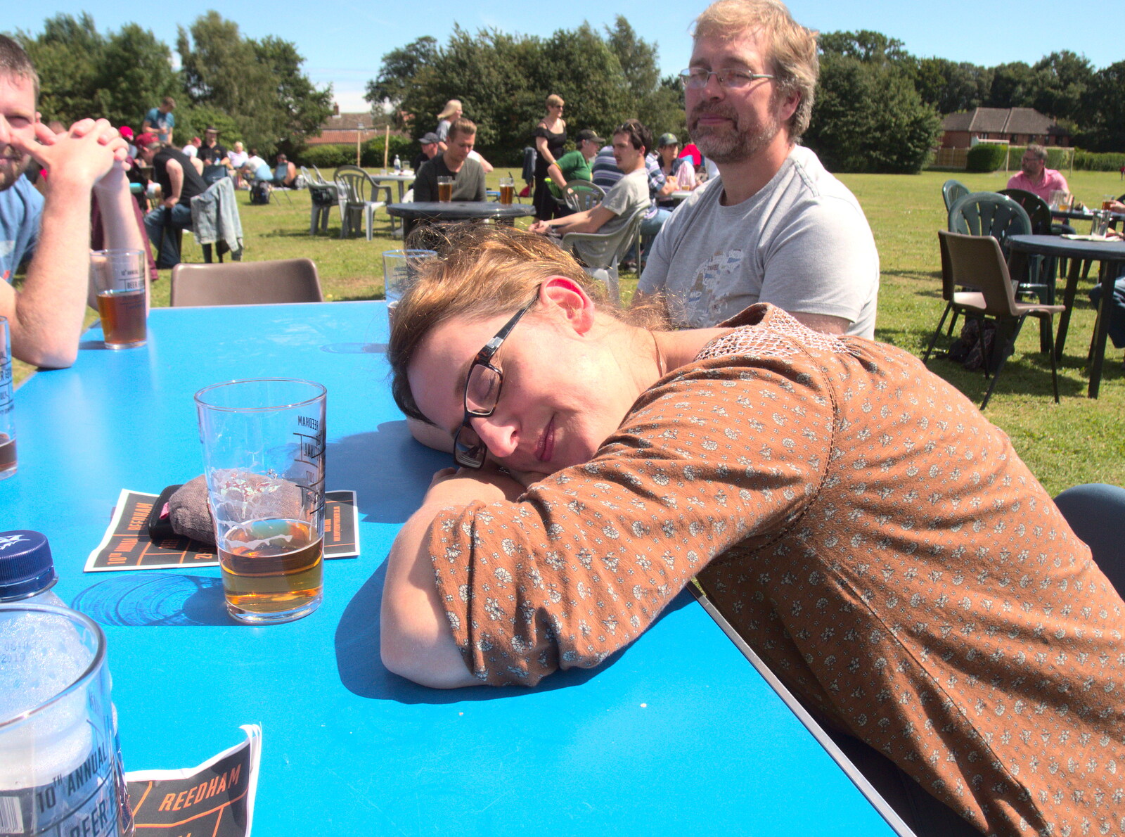 Suey has a doze in the sun from The Humpty Dumpty Beer Festival, Reedham, Norfolk - 22nd July 2017