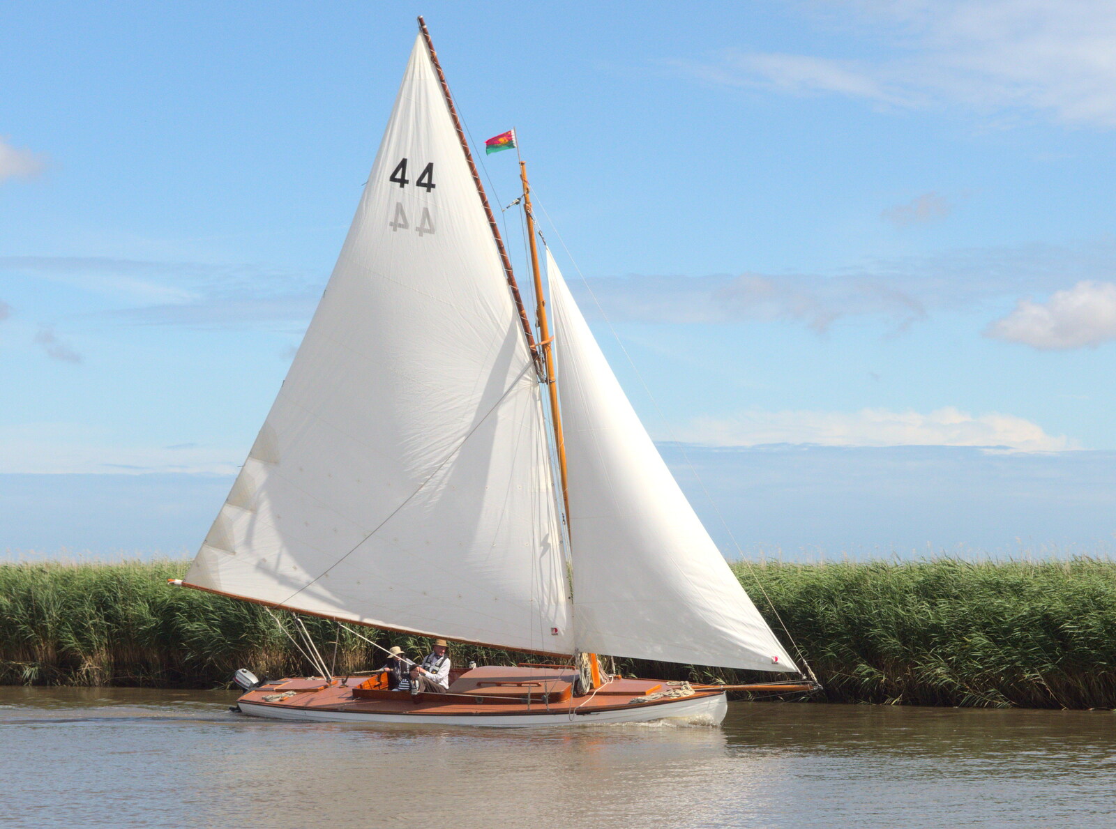 A lovely old yacht luffs its way up the river from The Humpty Dumpty Beer Festival, Reedham, Norfolk - 22nd July 2017