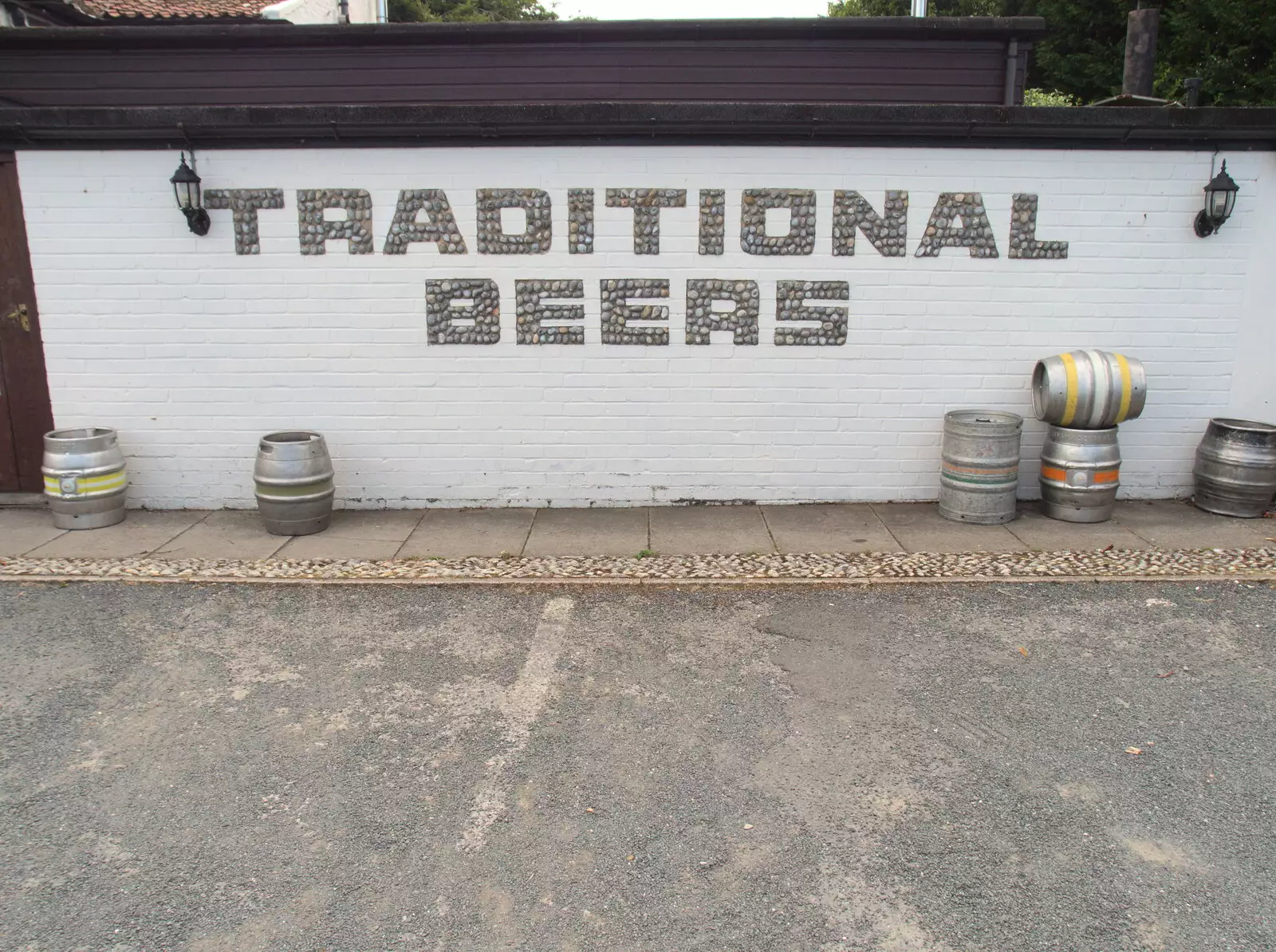 Traditional beers, written in flint pebbles, from The Humpty Dumpty Beer Festival, Reedham, Norfolk - 22nd July 2017