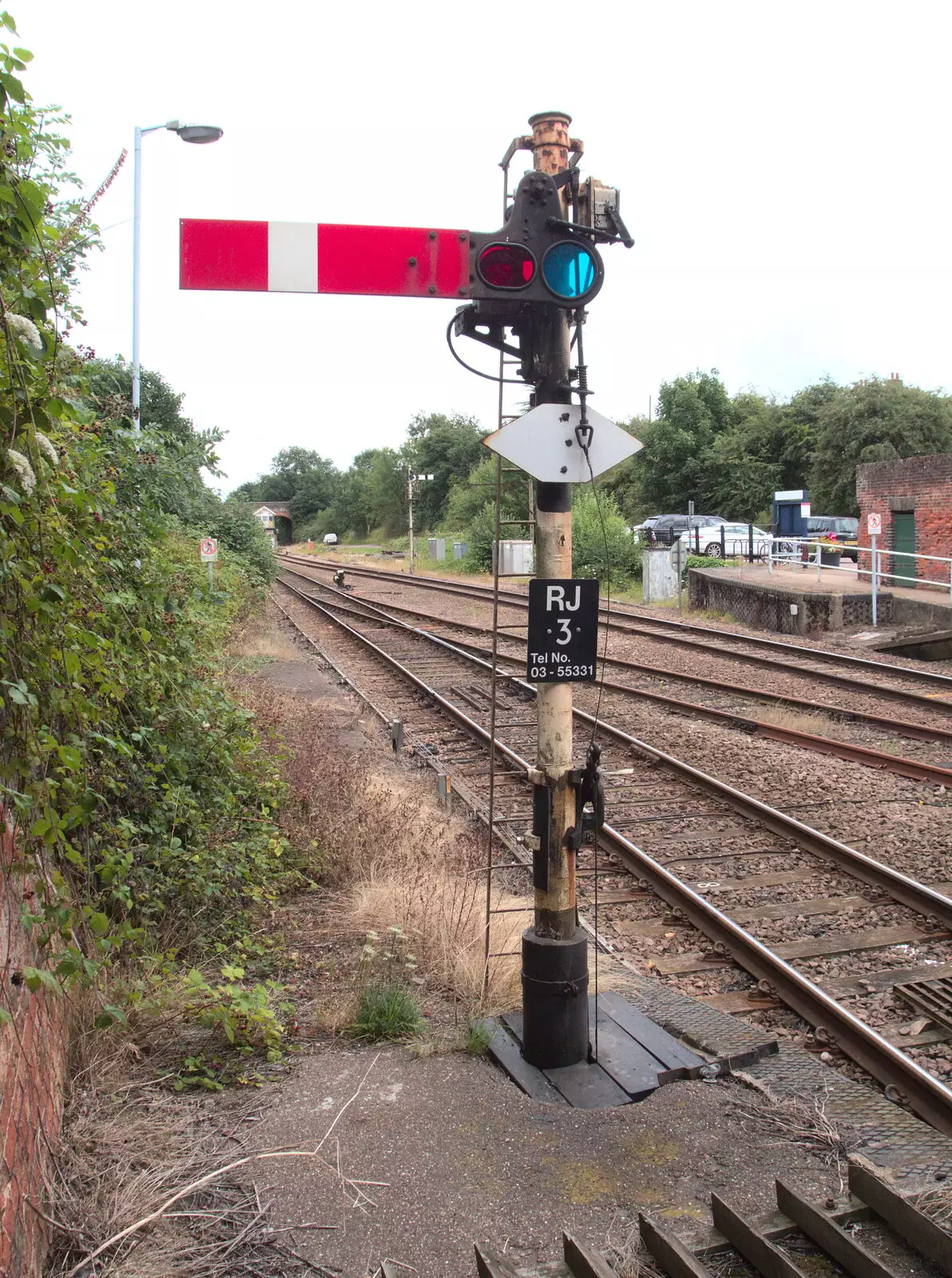 An ancient semaphore signal in stop position, from The Humpty Dumpty Beer Festival, Reedham, Norfolk - 22nd July 2017