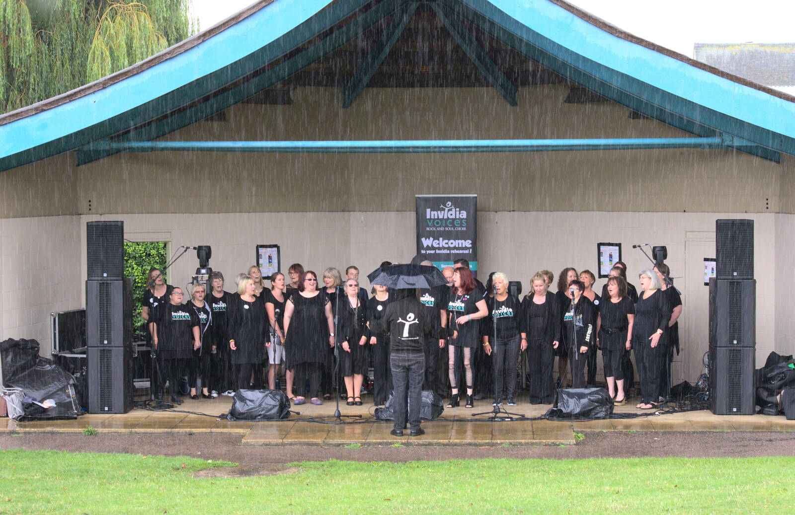 The rain lashes down from Diss Fest, or Singin' in the Rain, Diss, Norfolk - 23rd July 2017