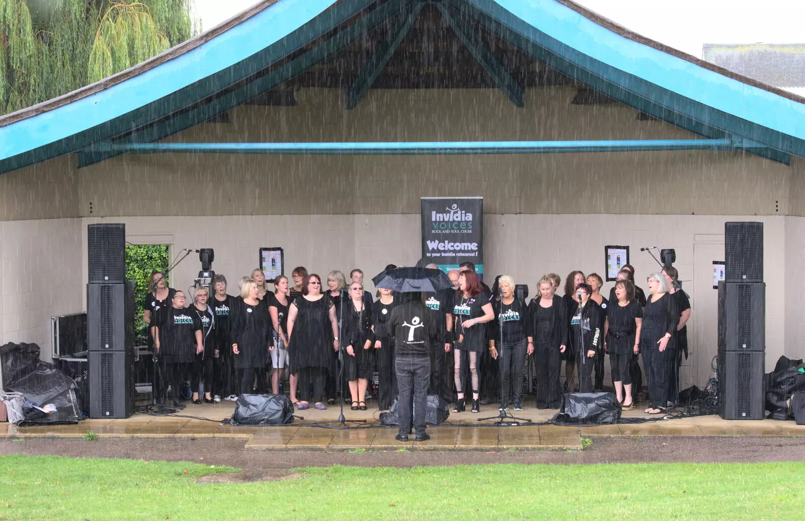 The rain lashes down, from Diss Fest, or Singin' in the Rain, Diss, Norfolk - 23rd July 2017