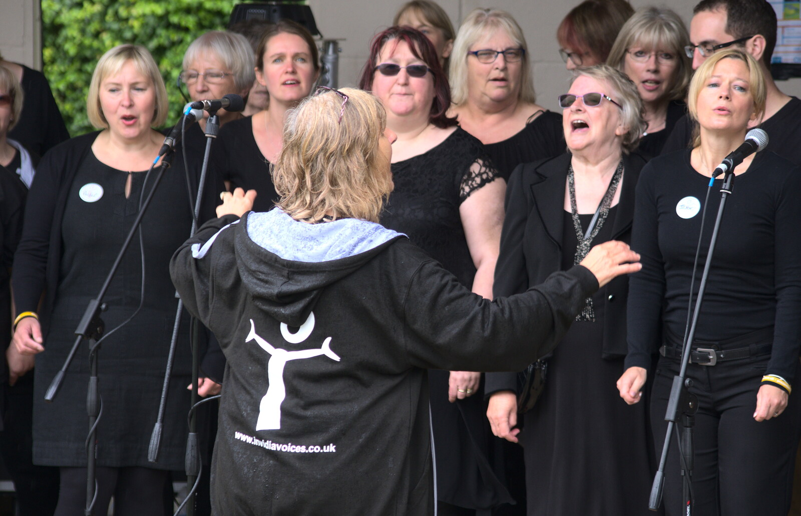 the conductor, er, conducts from Diss Fest, or Singin' in the Rain, Diss, Norfolk - 23rd July 2017