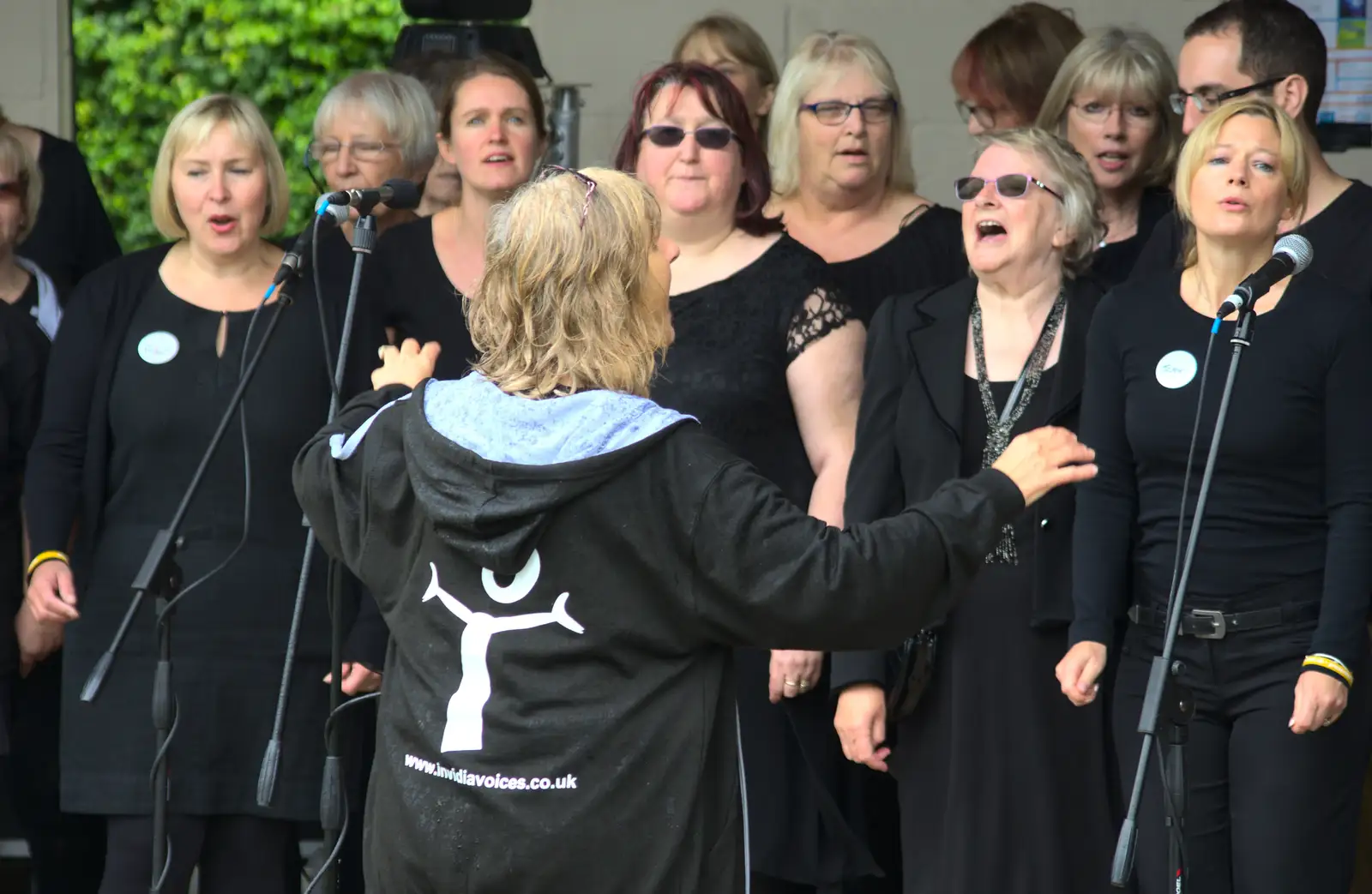 the conductor, er, conducts, from Diss Fest, or Singin' in the Rain, Diss, Norfolk - 23rd July 2017