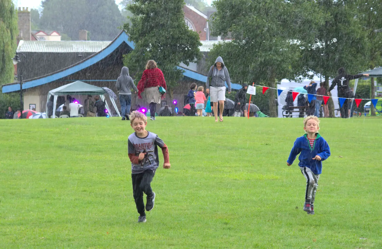 Fred and Harry race across the park, from Diss Fest, or Singin' in the Rain, Diss, Norfolk - 23rd July 2017