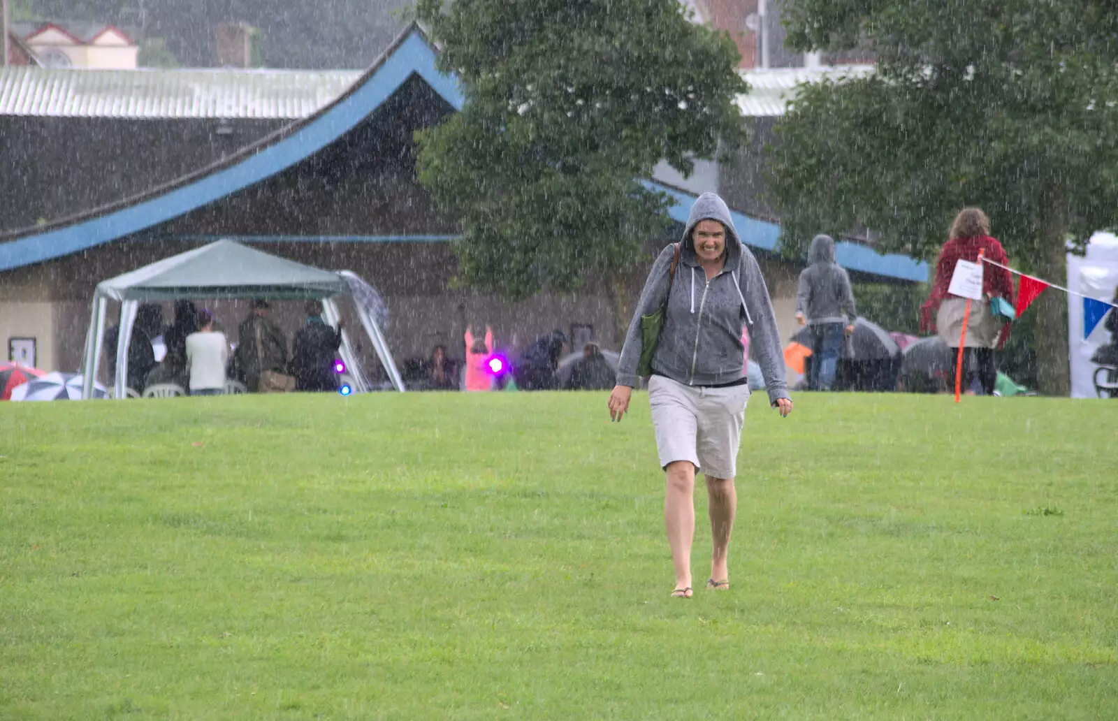 Isobel doesn't look too happy with the rain, from Diss Fest, or Singin' in the Rain, Diss, Norfolk - 23rd July 2017