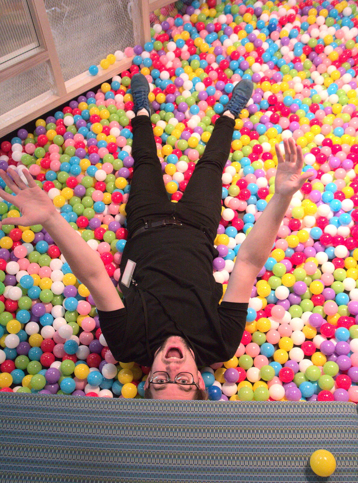 Dom flails about in the ball pool from A SwiftKey Innovation Week, Paddington, London - 27th July 2017