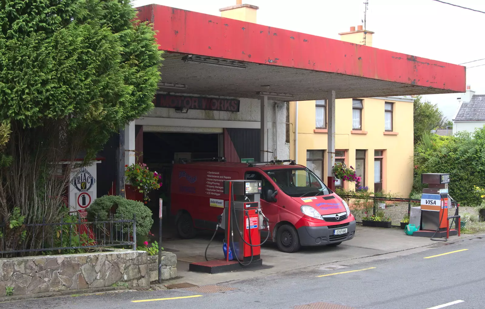 An old-school garage and petrol station, from Baile an Sceilg to An tSnaidhme, Co. Kerry, Ireland - 31st July 2017