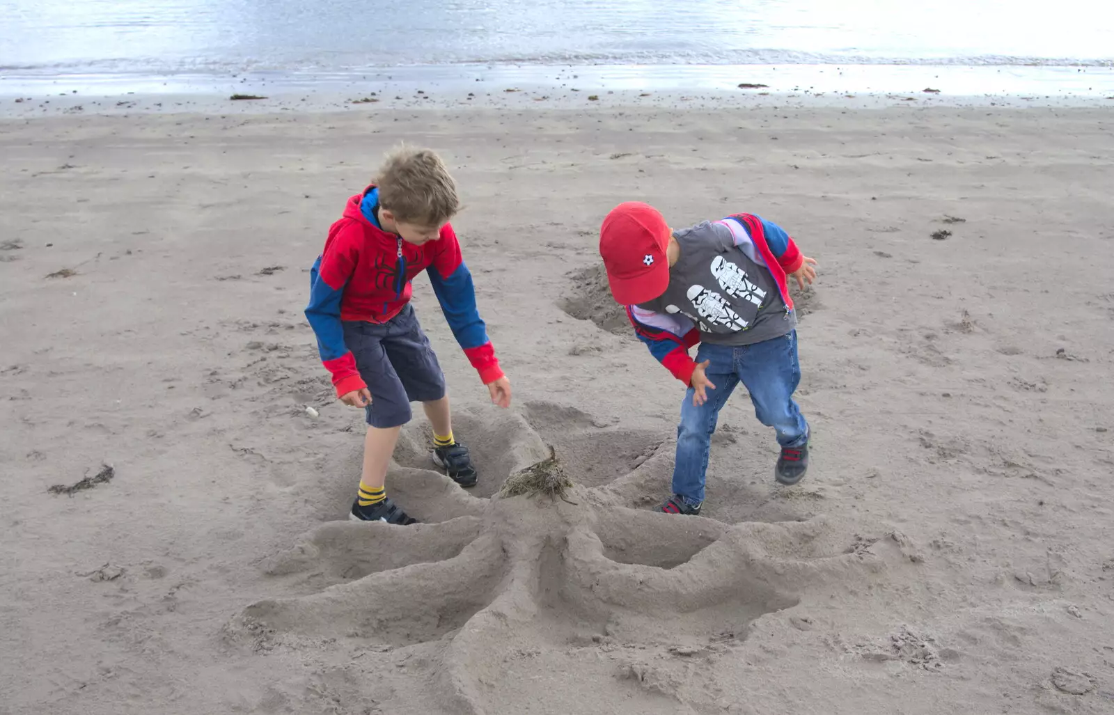 Fred and Harry find a sand-sculpture octopus, from Baile an Sceilg to An tSnaidhme, Co. Kerry, Ireland - 31st July 2017