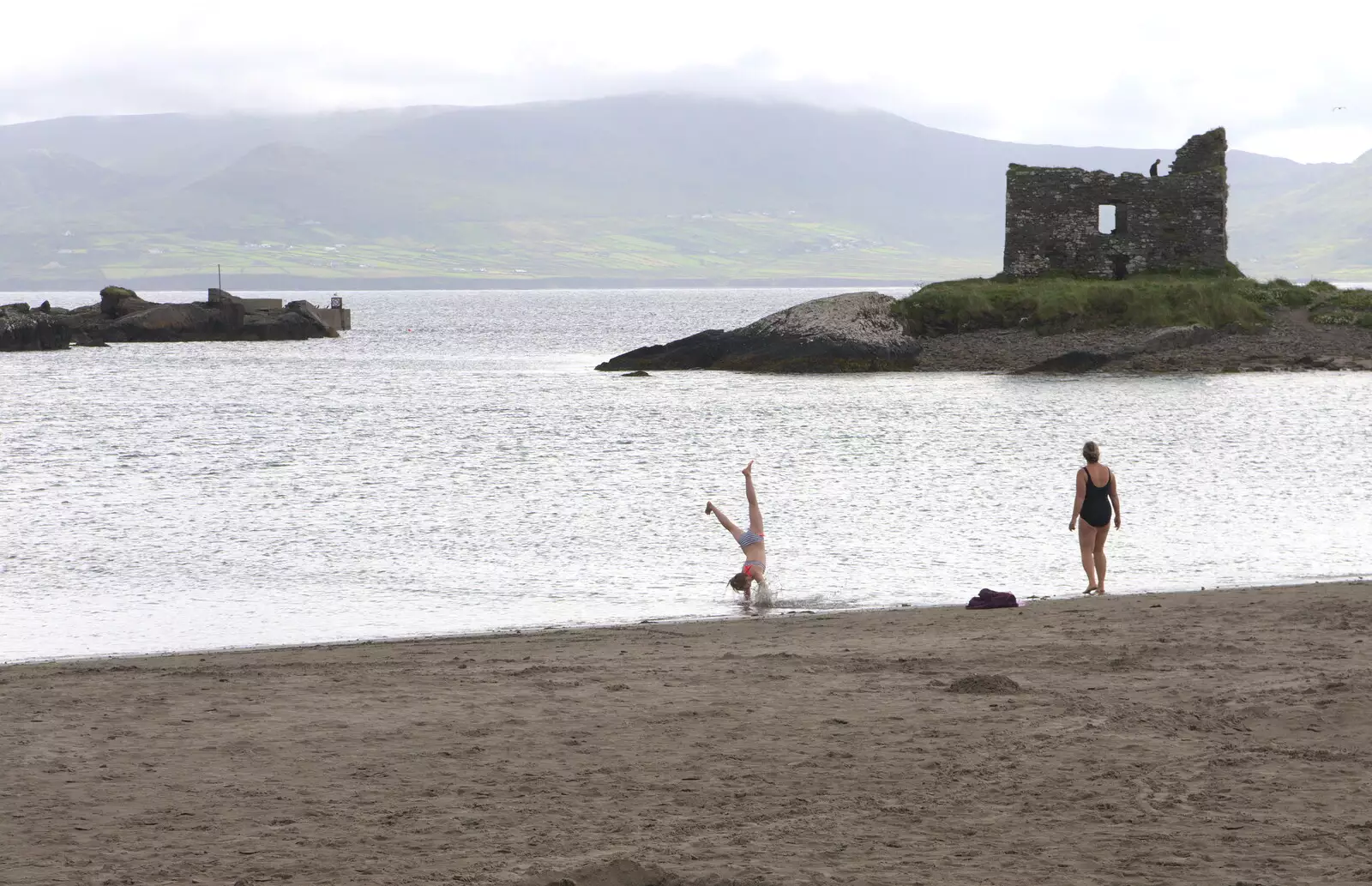 Some girl does cartwheels in the sea, from Baile an Sceilg to An tSnaidhme, Co. Kerry, Ireland - 31st July 2017