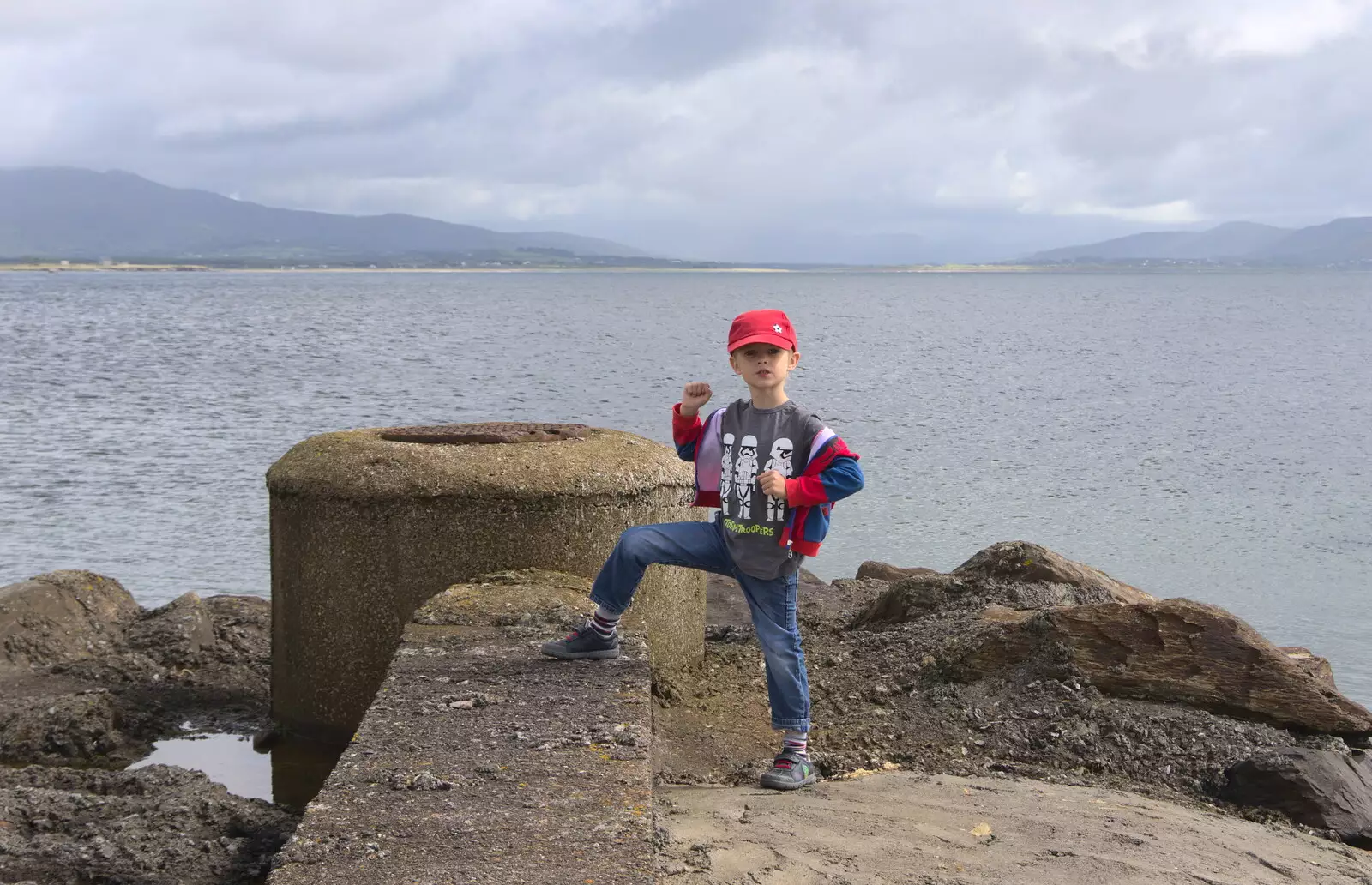 Harry poses on some breakwater, from Baile an Sceilg to An tSnaidhme, Co. Kerry, Ireland - 31st July 2017