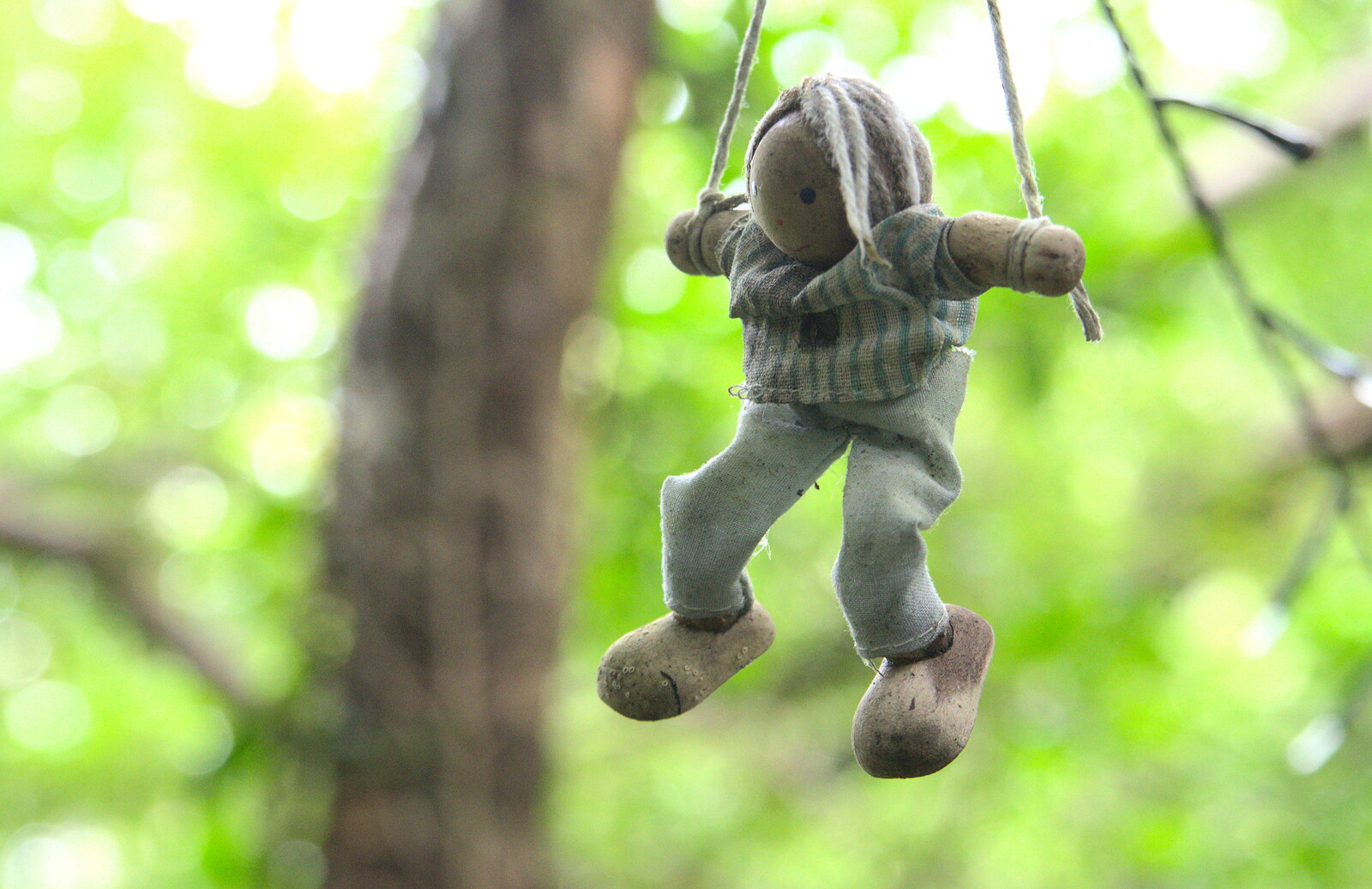 A toy hangs up in a 'fairy walk' near the hotel from In The Sneem, An tSnaidhm, Kerry, Ireland - 1st August 2017