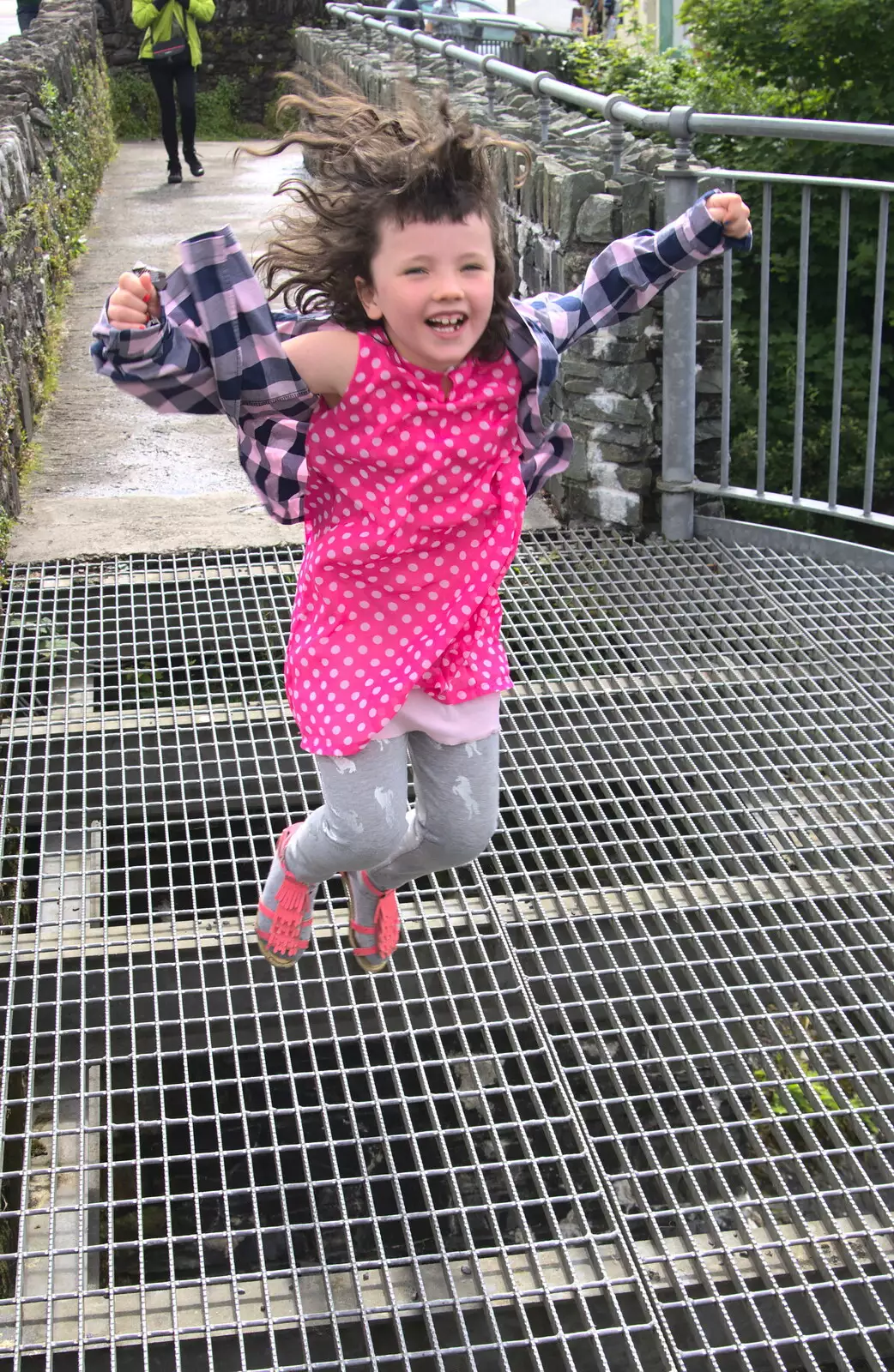 Fern bounces around on the bridge over the river, from In The Sneem, An tSnaidhm, Kerry, Ireland - 1st August 2017