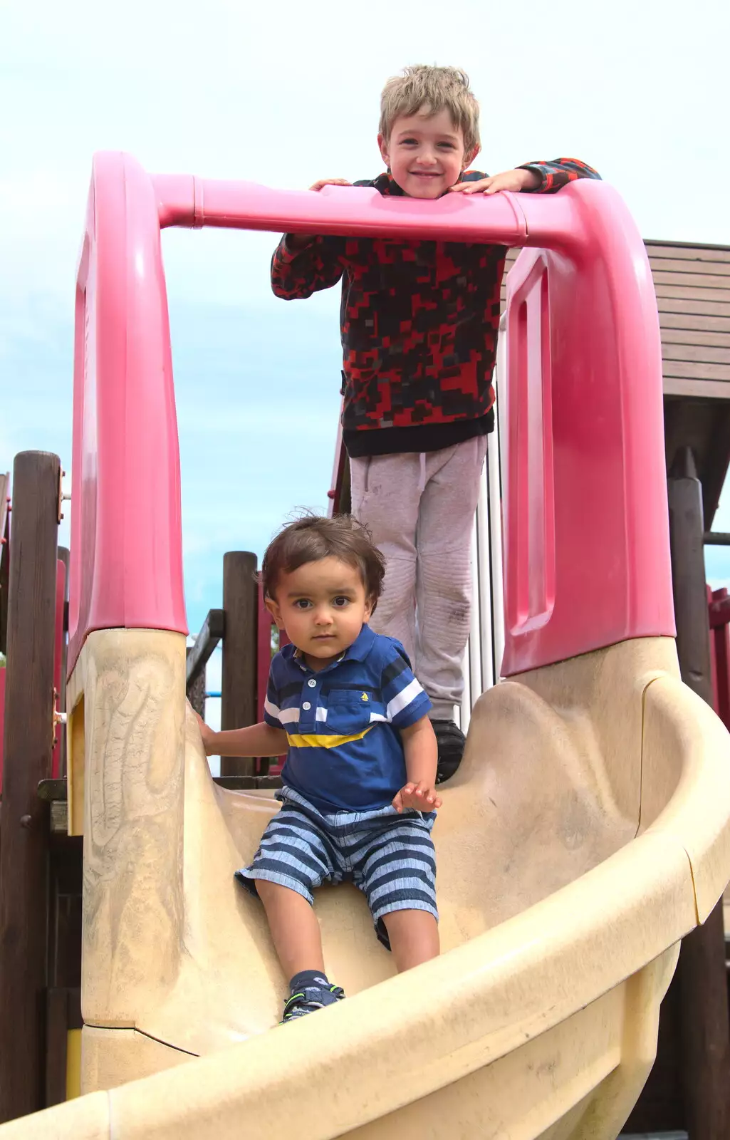 Nicholas and Fred on the slide, from In The Sneem, An tSnaidhm, Kerry, Ireland - 1st August 2017